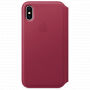 Eredeti bőr tok Folio Apple iPhone XS / iPhone X készülékre - málnás