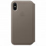 Eredeti bőr tok Folio Apple iPhone XS / iPhone X készülékre - füstös