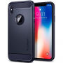 Spigen Rugged stílusos Armor védőtok Apple iPhone XS / iPhone X készülékre - éjféli kék