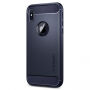 Spigen Rugged stílusos Armor védőtok Apple iPhone XS / iPhone X készülékre - éjféli kék