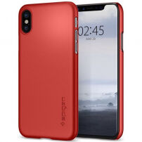 Spigen ultravékony edzett tok Apple iPhone XS / iPhone X készülékre - piros