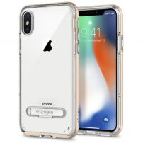 Spigen védőtok mágneses állvánnyal Apple iPhone XS / iPhone X készülékre - arany