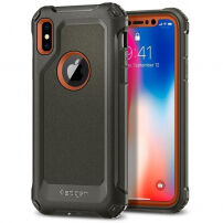 Spigen Armor edzett védőtok erősített sarkakkal Apple iPhone XS / iPhone X - zöld