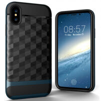 Tartós műanyag fedél 3D gyémánt stílusban iPhone XS / iPhone X készülékre - kék