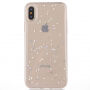 Színes fedél csillámokkal iPhone XS / iPhone X készülékhez - csillagok és pontok - átlátszó