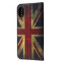 Tok állvánnyal és okmánytartó zsebekkel Apple iPhone XS / iPhone X - retró zászló UK