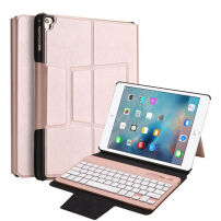 Fedél műbőrből vezeték nélküli billentyűzettel Apple iPad 9.7 / iPad Pro 9.7 / iPad Air / iPad Air 2 készülékre - rózsaszín-arany