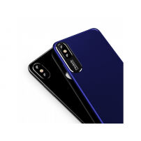 MCDODO védő tok alumínium réteggel a fénykezőgép védelmére Apple iPhone XS / iPhone X -kék