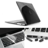 ENKAY műanyag védő borító billentyűzetre takarókkal a konektorokra MacBook Air 13" - fekete