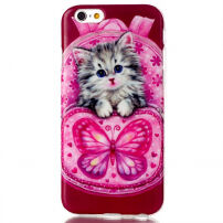 Rugalmas borító / tok - Apple iPhone 6 / 6S - macska pillangóval