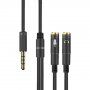 Átalakító / audio csatlakozó kábel fejhallgatóhoz és mikrofonhoz - jack 3,5 mm és 2x 3,5 mm jack - fekete