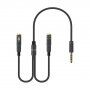 Átalakító / audio csatlakozó kábel fejhallgatóhoz és mikrofonhoz - jack 3,5 mm és 2x 3,5 mm jack - fekete