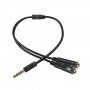Átalakító / audio csatlakozó kábel fejhallgatóhoz és mikrofonhoz - jack 3,5 mm és 2x 3,5 mm jack - fekete