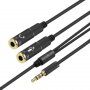 Átalakító / audio csatlakozó kábel fejhallgatóhoz és mikrofonhoz - jack 3,5 mm és 2x 3,5 mm jack - fekete