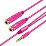 Átalakító / audio csatlakozó kábel fejhallgatóhoz és mikrofonhoz - jack 3,5 mm és 2x 3,5 mm jack - rózsaszín