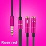 Átalakító / audio csatlakozó kábel fejhallgatóhoz és mikrofonhoz - jack 3,5 mm és 2x 3,5 mm jack - rózsaszín