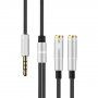 Átalakító / audio csatlakozó kábel fejhallgatóhoz és mikrofonhoz - jack 3,5 mm és 2x 3,5 mm jack - ezüst