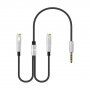 Átalakító / audio csatlakozó kábel fejhallgatóhoz és mikrofonhoz - jack 3,5 mm és 2x 3,5 mm jack - ezüst