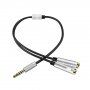 Átalakító / audio csatlakozó kábel fejhallgatóhoz és mikrofonhoz - jack 3,5 mm és 2x 3,5 mm jack - ezüst