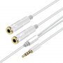 Átalakító / audio csatlakozó kábel fejhallgatóhoz és mikrofonhoz - jack 3,5 mm és 2x 3,5 mm jack - ezüst