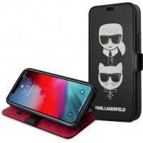 Karl Lagerfeld Heads flip cover borító - iPhone 12 mini - fekete