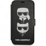 Karl Lagerfeld Heads flip cover borító - iPhone 12 mini - fekete