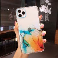 Ütésálló átlátszó tok márvány mintával - iPhone 12 mini - kék-narancssárga