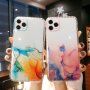 Ütésálló átlátszó tok márvány mintával - iPhone 12 mini - kék-narancssárga