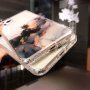 Ütésálló átlátszó tok márvány mintával - iPhone 12 mini - kék-narancssárga