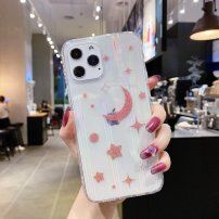 Puha színjátszó tok rózsaszín csillagokkal és holddal - iPhone 11 Pro - transzparens