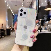 Puha színjátszó tok ezüst csillagokkal és bolygókkal - iPhone 12 mini - transzparens