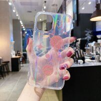 Puha színjátszó tok rózsaszín csillagokkal és bolygókkal - iPhone 12 / 12 Pro - transzparens