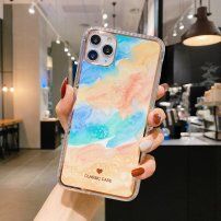 Ütésálló védőtok - absztrakt festmény - iPhone 12 mini - kék- - narancssárga