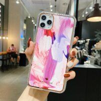 Ütésálló védőtok - absztrakt festmény - iPhone 12 Pro Max - rózsaszín- - fehér
