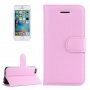 Flip cover tok bőr textúrával iPhone 5 / 5S / SE (2016) - világos rózsaszín