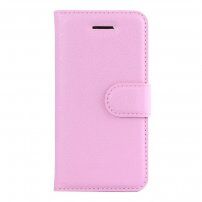 Flip cover tok bőr textúrával iPhone 5 / 5S / SE (2016) - világos rózsaszín