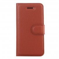 Flip cover tok bőr textúrával iPhone 5 / 5S / SE (2016) - barna