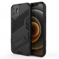 Tartós védőtok állvánnyal - iPhone 12 - fekete