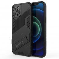 Tartós védőtok állvánnyal - iPhone 12 Pro Max - fekete