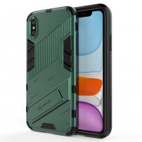 Tartós védőtok állvánnyal - iPhone XR - zöld