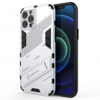 Tartós védőtok állvánnyal - iPhone 12 Pro Max - fehér