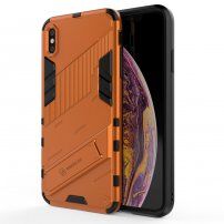 Tartós védőtok állvánnyal - iPhone XS Max - narancssárga