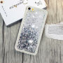 Védő tok folyékony flitterekkel Apple iPhone SE (2016) / 5S / 5 - fekete / ezüst
