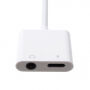 Redukció lightning és jack 3.5 konektorral töltéshez és zenehallgatáshoz egyszerre mert iPhone - fehér