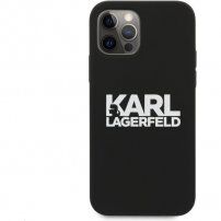 Karl Lagerfeld Stack White Logo szilikon tok - iPhone 12 Pro Max - fekete