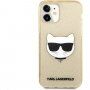 Karl Lagerfeld Choupette Head Glitter tok - iPhone 12 mini - arany