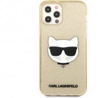Karl Lagerfeld Choupette Head Glitter tok - iPhone 12 Pro Max - arany