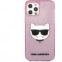 Karl Lagerfeld Choupette Head Glitter tok - iPhone 12 Pro Max - rózsaszín