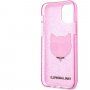Karl Lagerfeld Choupette Head Glitter tok - iPhone 12 Pro Max - rózsaszín