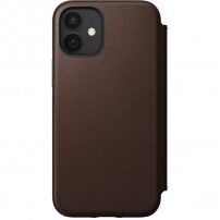 Nomad Rugged Folio bőr flip cover tok MagSafe -vel - iPhone 12 mini - barna
